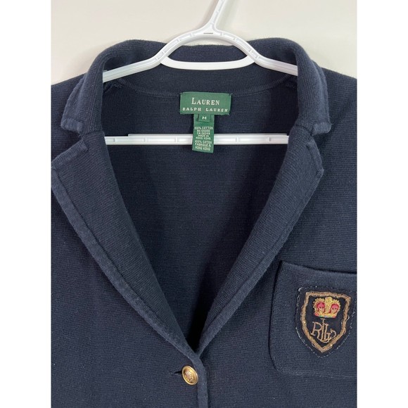 Ralph Lauren Navy Blue Gold Button Crest Cardigan Sweater - Picture 2 of 5